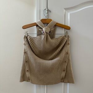 Zara Tan Ribbed Sweater Tank